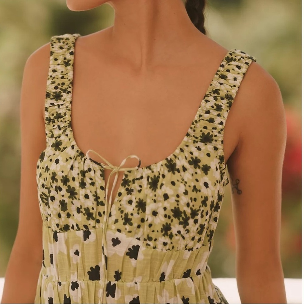 NEW Anthropologie Celandine Tiered Smocked Cutout Mini Dress S Small Floral NWT - Picture 3 of 5